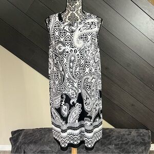 💥Apt 9 Black and White Paisley‎ Sleeveless Dress Textured💥